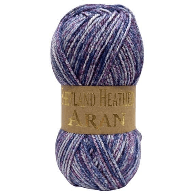 Woolcraft Shetland Heather Aran 100g - 16 Midnight Blues