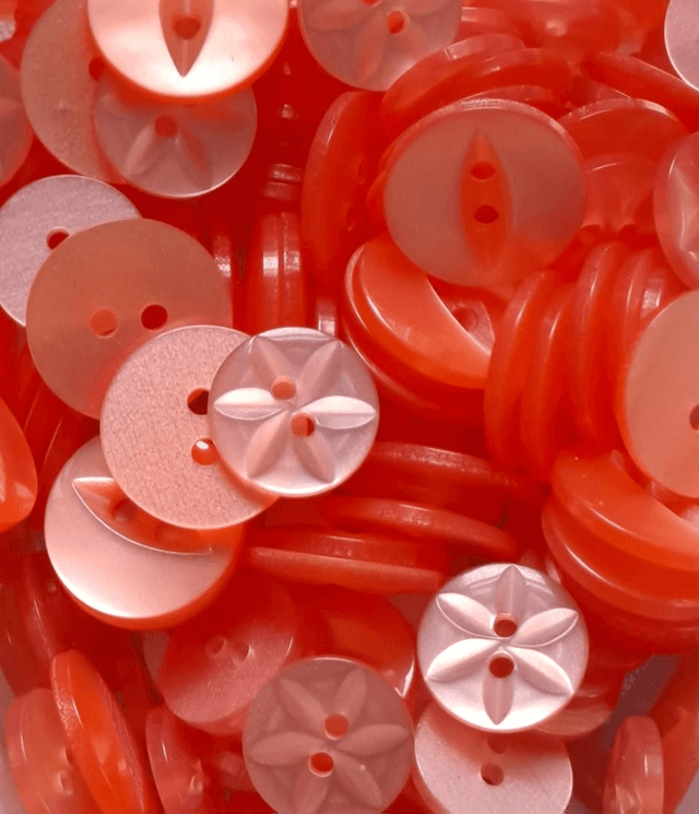Buttons (Pack 10) - 14mm - Star - Peach