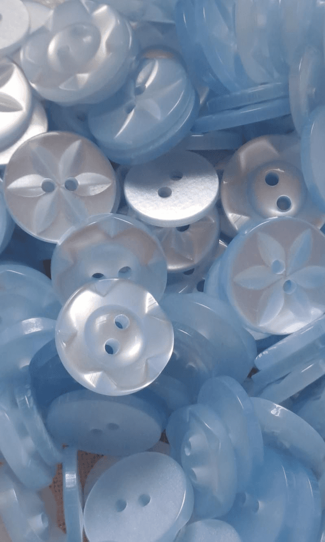 Buttons (pack 10) - Wheel Rim - 14mm - Baby Blue